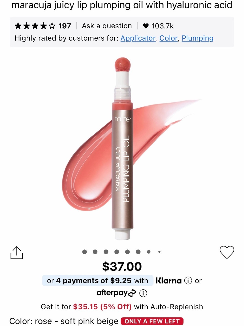 tarte Maracuja Juicy Plumping Lip Oil